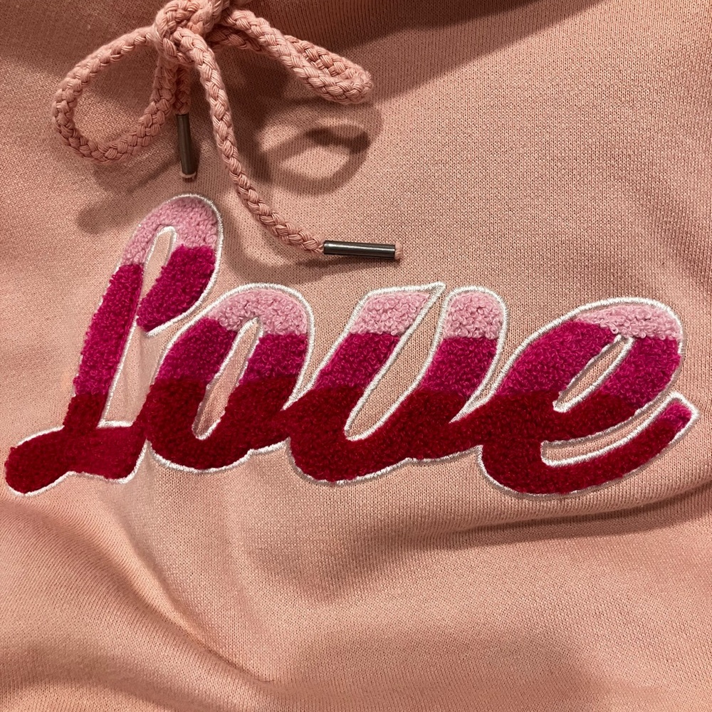 RARE BTS Love LUV Embroidered Pink Hoodie KPOP Korean